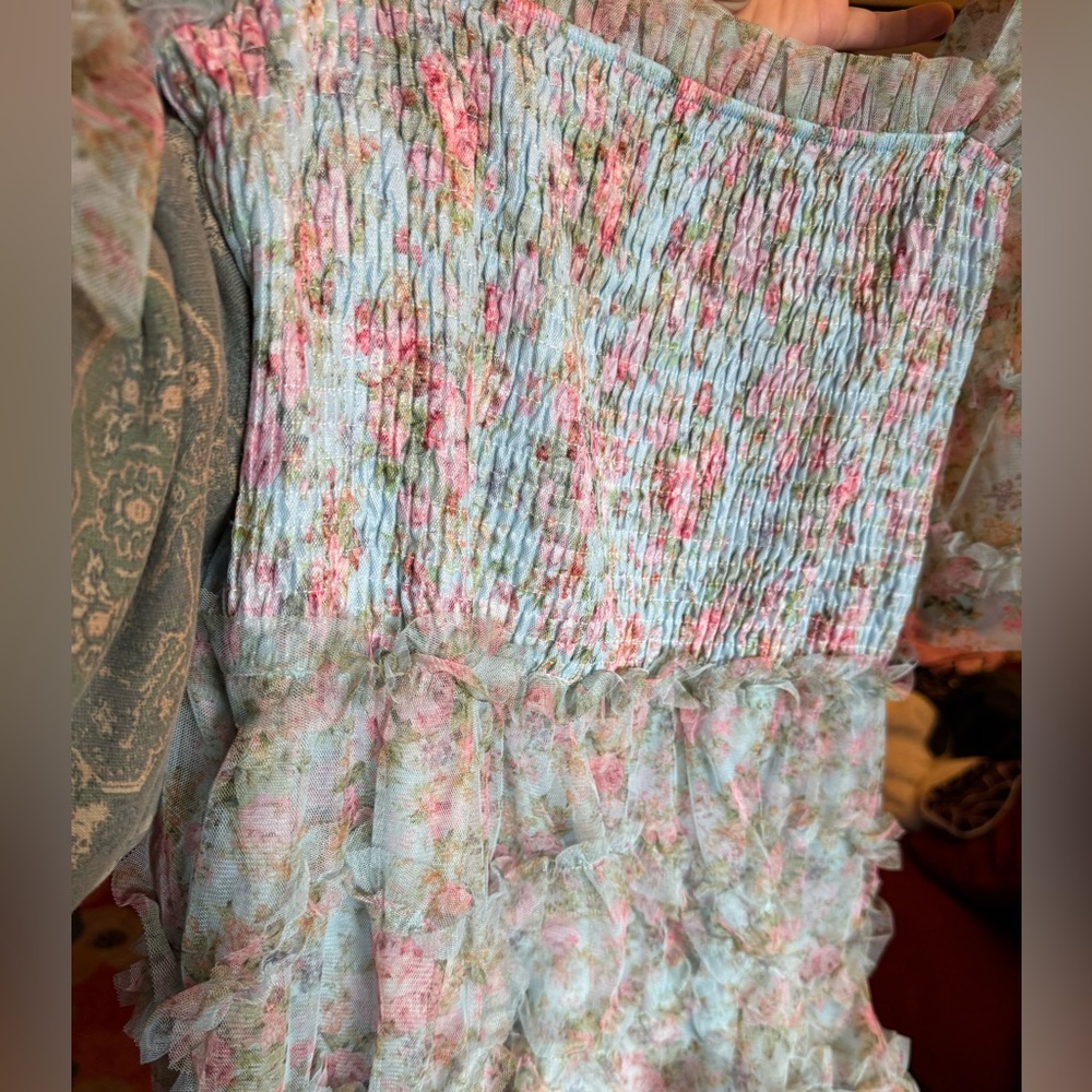 Beulah Style Floral Tulle Maxi Dress - Picture 7 of 12
